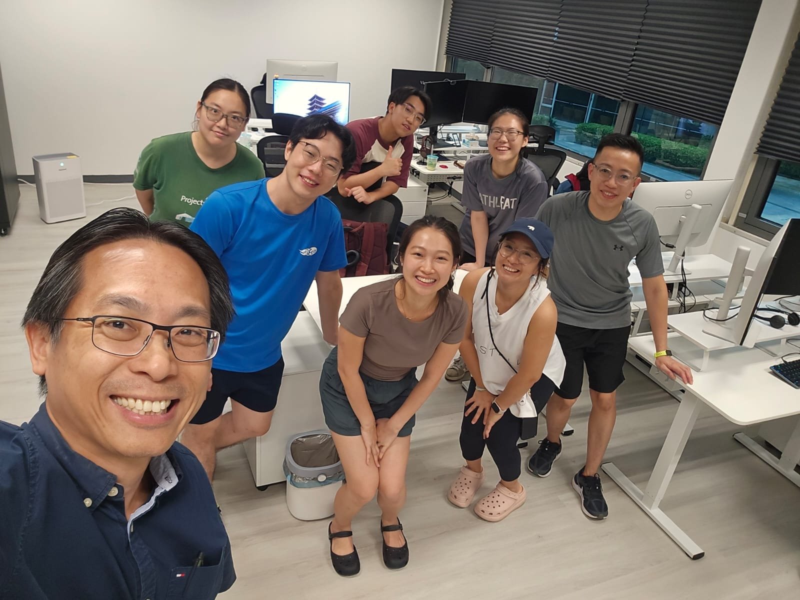A selfie of the whole lab in the office